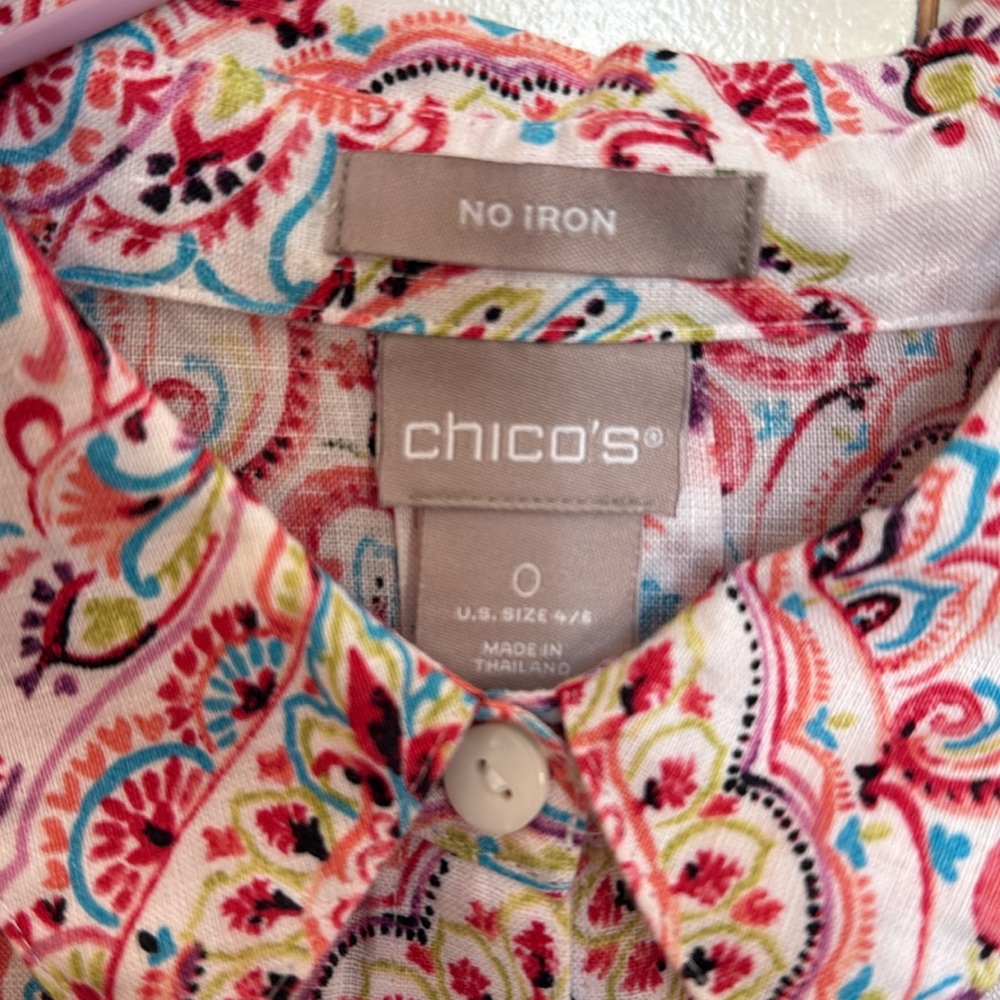 Chico's Paisley Linen Tunic 3/4 sleeve